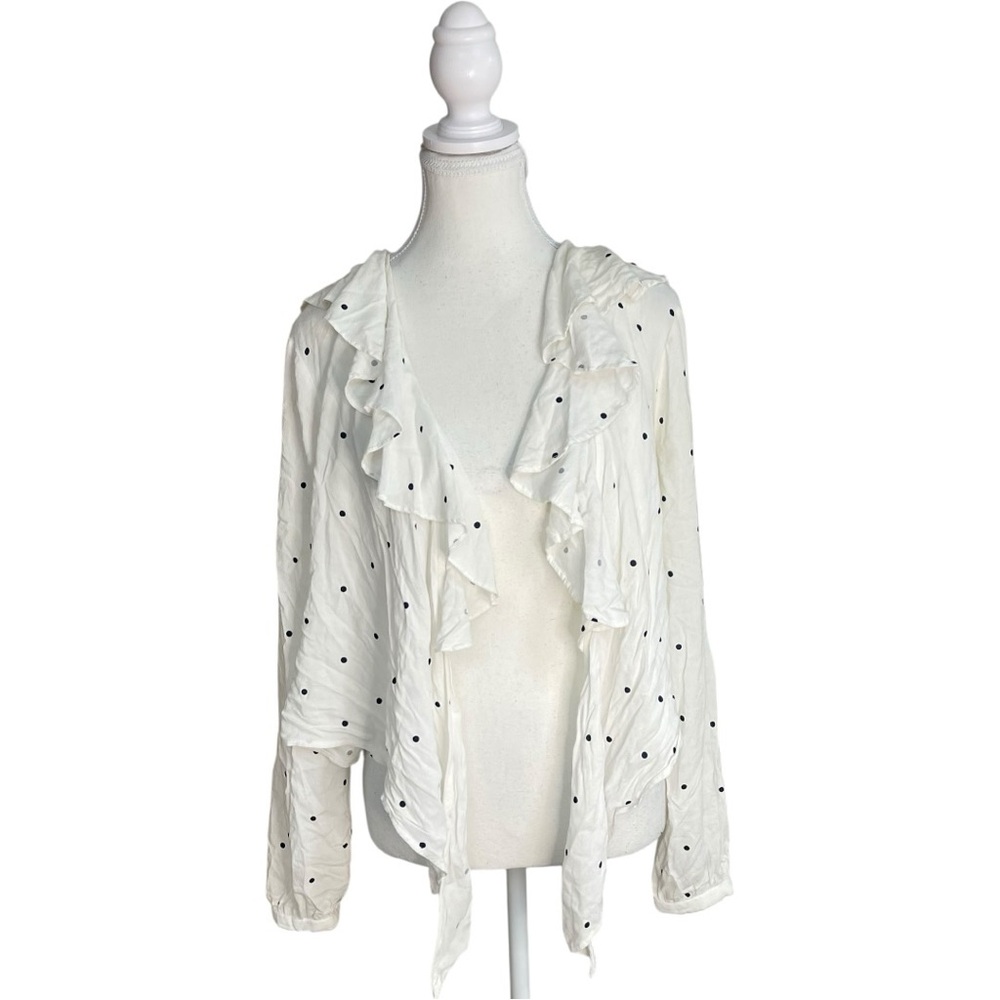 Amuse Society Polka Dot Ruffles Blouse White Black